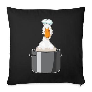 Cuisinier canard Cuit Cuisson de la marmite - Housse de coussin décorative 45 x 45 cm - noir - Devant
