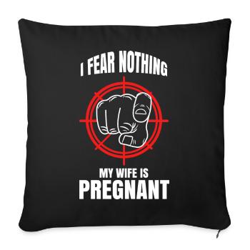 Drôles de dictons papa parents famille enceinte - Housse de coussin décorative 45 x 45 cm - noir - Devant