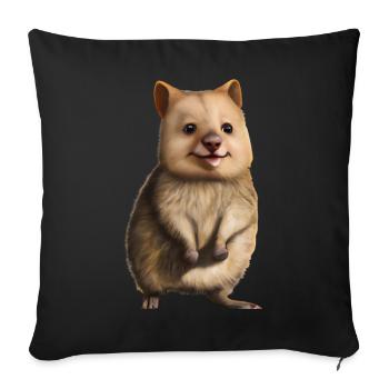 Quokka - das niedliche Beuteltier - Sofakissenbezug 45 x 45 cm - Schwarz - Vorne