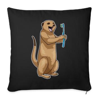 Brosse à dents à suricate - Housse de coussin décorative 45 x 45 cm - noir - Devant