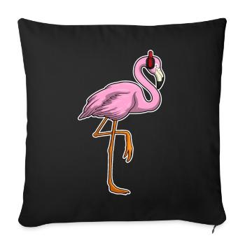 Flamingo Musique casque - Housse de coussin décorative 45 x 45 cm - noir - Devant