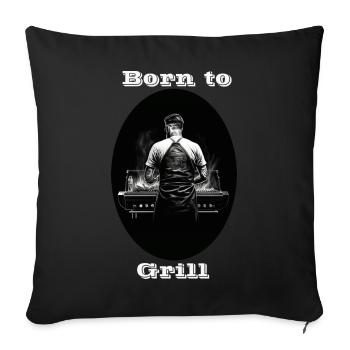 Born to Grill white - Sofa pillowcase 17,3'' x 17,3'' (45 x 45 cm) - black - Front