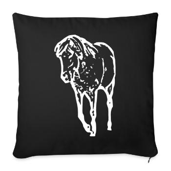 Cheval Blanc Chevaux Blancs T-shirt Cadeau Cavalier - Housse de coussin décorative 45 x 45 cm - noir - Devant