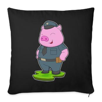 Schwein Polizist Polizei - Sofakissenbezug 45 x 45 cm - Schwarz - Vorne