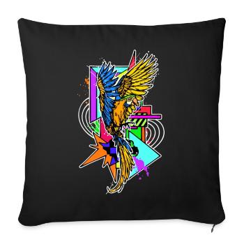 bird, pet, tropical, jungle, animal, parrot - Sofa pillowcase 17,3'' x 17,3'' (45 x 45 cm) - black - Front