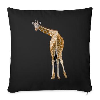 Giraffe greets from the savannah - Sofa pillowcase 17,3'' x 17,3'' (45 x 45 cm) - black - Front