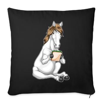 Pferd Sandwich - Sofakissenbezug 45 x 45 cm - Schwarz - Vorne