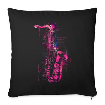 Graphisme pour saxophone - Housse de coussin décorative 45 x 45 cm - noir - Devant