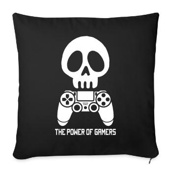 White Gamer Skull - Sofa pillowcase 17,3'' x 17,3'' (45 x 45 cm) - black - Front
