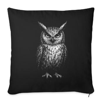 An eagle owl - Sofa pillowcase 17,3'' x 17,3'' (45 x 45 cm) - black - Front