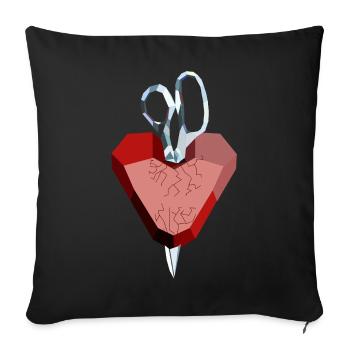 Gebrochenes Herz aus Rubin und Diamant - Sofakissenbezug 45 x 45 cm - Schwarz - Vorne