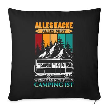 Camper Camping Caravane Dicton - Housse de coussin décorative 45 x 45 cm - noir - Devant