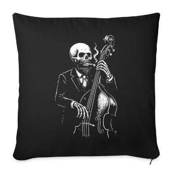 Skeleton Jazz Bassist in Suit - Sofa pillowcase 17,3'' x 17,3'' (45 x 45 cm) - black - Front