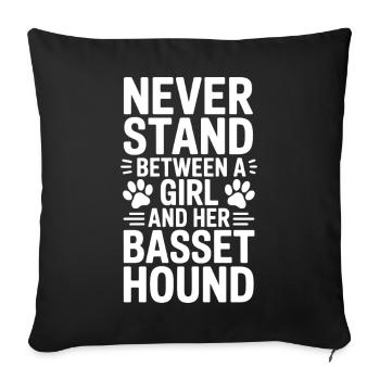 Basset Hound Saying Girl Basset Hound Gift - Sofa pillowcase 17,3'' x 17,3'' (45 x 45 cm) - black - Front