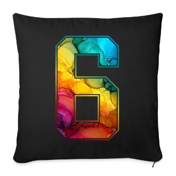 NO. 6 NUMBER 6 COLLEGE 6TH BIRTHDAY - Sofa pillowcase 17,3'' x 17,3'' (45 x 45 cm) - black - Front