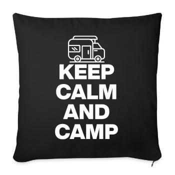 RESTEZ CALMES ET CAMPEZ ! VANLIFE VANLOVE MOTORHOME - Housse de coussin décorative 45 x 45 cm - noir - Devant