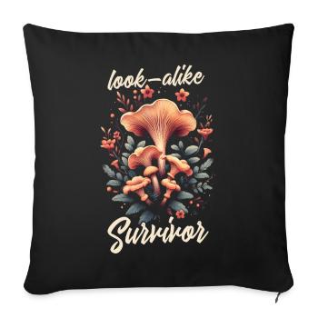Sosie survécu | Forêt de l’humour de champignons - Housse de coussin décorative 45 x 45 cm - noir - Devant