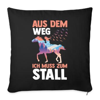 Reiten Pferdeliebhaber Reiterhof Pferde - Sofakissenbezug 45 x 45 cm - Schwarz - Vorne