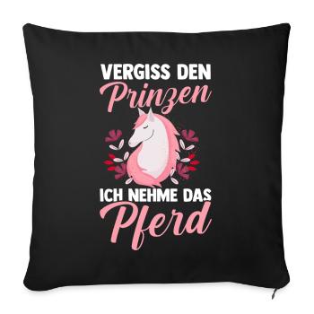 Reiten Pferdeliebhaber Reiterhof Pferde - Sofakissenbezug 45 x 45 cm - Schwarz - Vorne