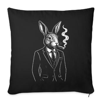 Dapper Rabbit en costume fumant - Housse de coussin décorative 45 x 45 cm - noir - Devant