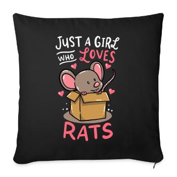 Juste une fille qui aime les rats - Housse de coussin décorative 45 x 45 cm - noir - Devant