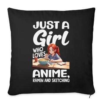 Girl Loves Anime Ramen And Drawing - Sofa pillowcase 17,3'' x 17,3'' (45 x 45 cm) - black - Front