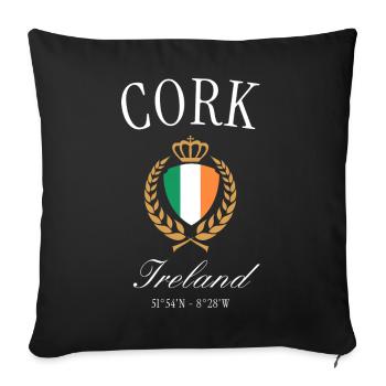 Couronne d’armoiries d’Irlande de Cork – Souvenir de voyage - Housse de coussin décorative 45 x 45 cm - noir - Devant