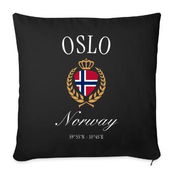 Couronne d’armoiries d’Oslo Norvège – Souvenir de voyage - Housse de coussin décorative 45 x 45 cm - noir - Devant