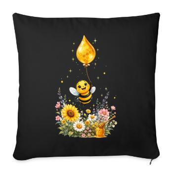 abeille, apiculteur, nid d’abeille, fleurs, insecte des prairies, - Housse de coussin décorative 45 x 45 cm - noir - Devant