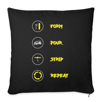 Bétonnière à béton pavée en béton - Housse de coussin décorative 45 x 45 cm - noir - Devant
