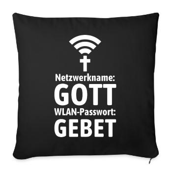 Verbinde dich mit Gott - Gebet WLAN - Sofakissenbezug 45 x 45 cm - Schwarz - Vorne