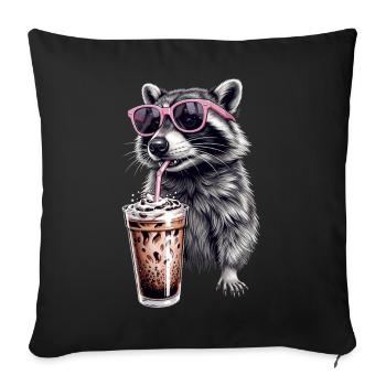 Raccoon Iced Coffee - Sofa pillowcase 17,3'' x 17,3'' (45 x 45 cm) - black - Front