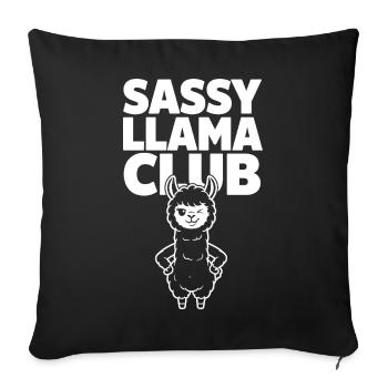 Sassy Llama Club freches Lama - Sofakissenbezug 45 x 45 cm - Schwarz - Vorne