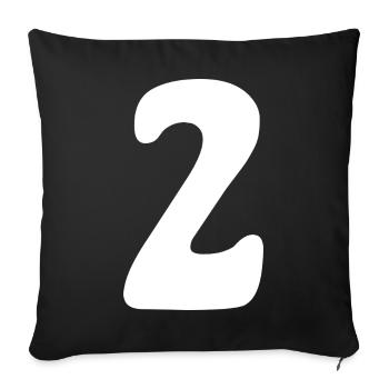 Deux : Minimal Numéral 2 | Deuxième - Housse de coussin décorative 45 x 45 cm - noir - Devant