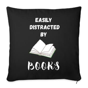 Leicht von Büchern abgelenkt - Sofakissenbezug 45 x 45 cm - Schwarz - Vorne
