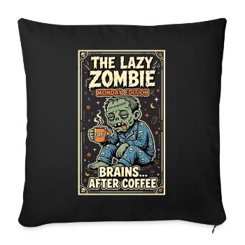 Humour de café du Lundi-zombie paresseux - Housse de coussin décorative 45 x 45 cm - noir - Devant