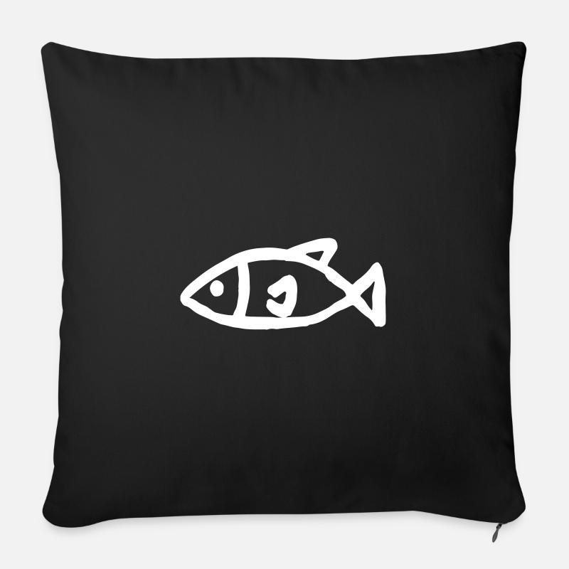 Fish Sketch Drawing - Sofa pillowcase 17,3'' x 17,3'' (45 x 45 cm) - black