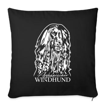 AFGHAN GREYHOUND Portrait Dogs Wilsigns - Sofa pillowcase 17,3'' x 17,3'' (45 x 45 cm) - black - Front