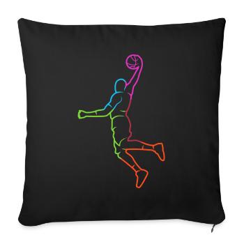 Basketballer Silhouette Bunt Basketballspieler - Sofakissenbezug 45 x 45 cm - Schwarz - Vorne