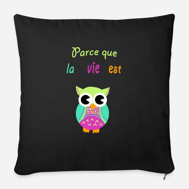 chouette - Housse de coussin décorative 45 x 45 cm - noir