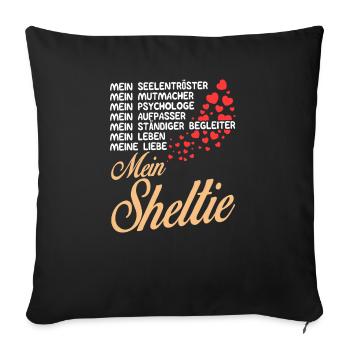 Sheltie - Mein - Sofakissenbezug 45 x 45 cm - Schwarz - Vorne