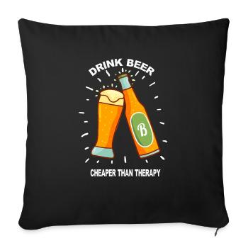 Bière Verre de bière Bouteilles de bière Boissons Cadeaux - Housse de coussin décorative 45 x 45 cm - noir - Devant