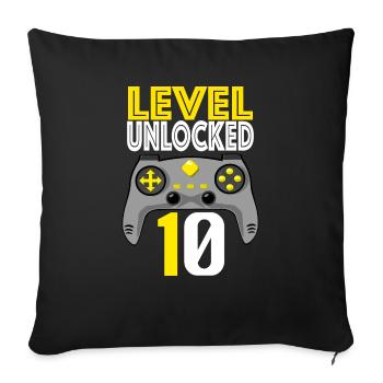 Cadeau d'anniversaire pour enfants niveau 10 pour garçons - Housse de coussin décorative 45 x 45 cm - noir - Devant