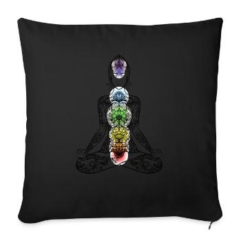 yoga 7 points de chakra - Housse de coussin décorative 45 x 45 cm - noir - Devant