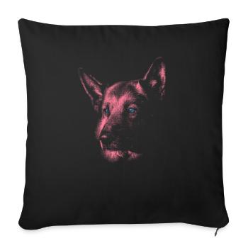 German Shepherd with Blue Eyes - Sofa pillowcase 17,3'' x 17,3'' (45 x 45 cm) - black - Front