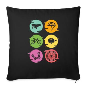 Biking Cycling Vintage Bicycle Parts Cyclist - Sofakissenbezug 45 x 45 cm - Schwarz - Vorne