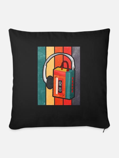 Walkman - geschenkidee - Sofakissenbezug 45 x 45 cm - Schwarz