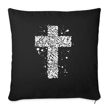 graffiti croix - Housse de coussin décorative 45 x 45 cm - noir - Devant