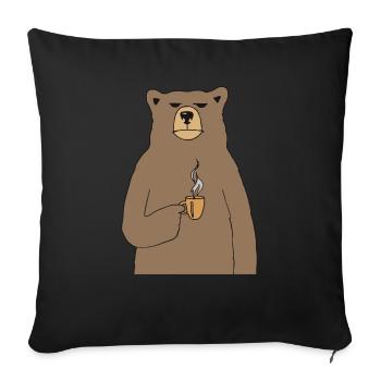I hate people - Bear Coffee Gift - Sofa pillowcase 17,3'' x 17,3'' (45 x 45 cm) - black - Front