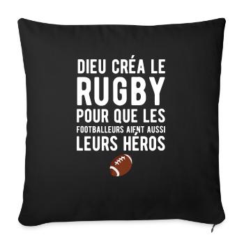 Dieu créa le rugby humour - Housse de coussin décorative 45 x 45 cm - noir - Devant